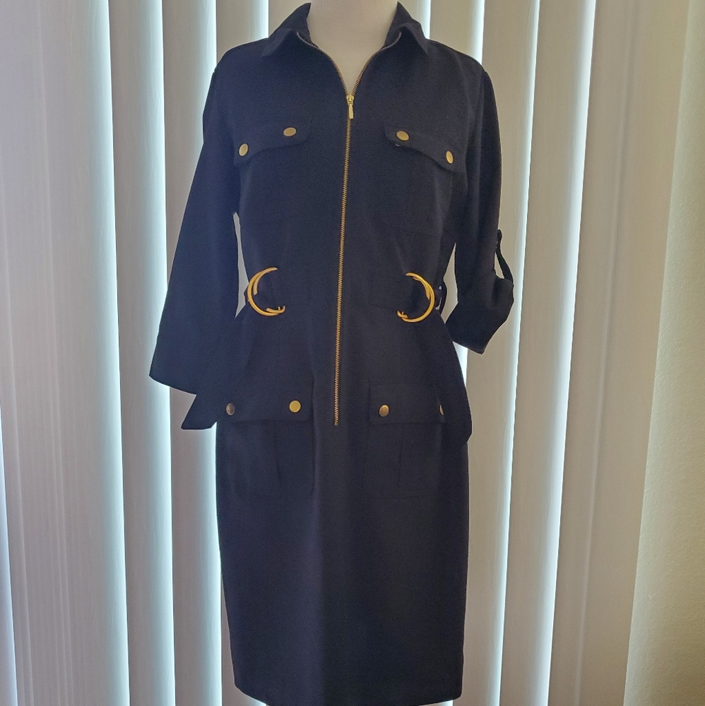 Black zip front dress